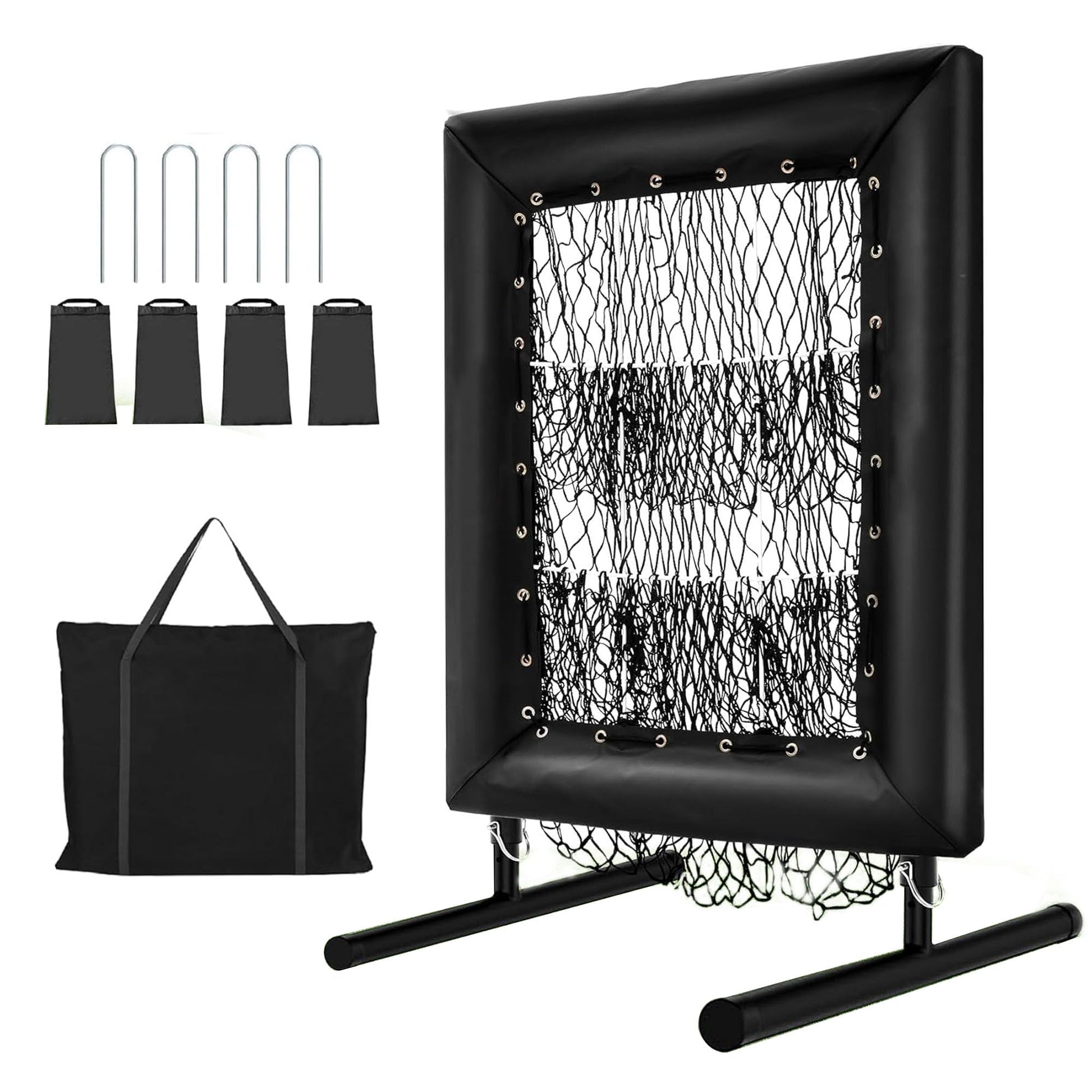 Filet de lancer de baseball Garvee à 9 trous, réglable, robuste, 7 plis, portable, pour l'entraînement au baseball et au softball, 50 x 75 cm, noir