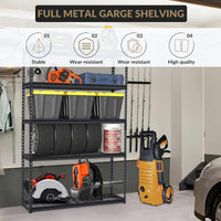 Système d'étagères de garage robustes Garvee, étagères métalliques réglables pour atelier, sous-sol et garage, 122 x 46 x 183 cm, noir