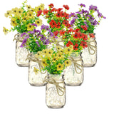 Garvee Ensemble de 6 bocaux Mason décoratifs avec fleurs, lumières LED, verre et ruban de jute pour mariage et fête, 500 ml, transparent