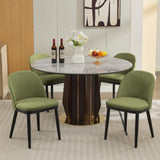 Garvee Chaises de Salle à Manger en Bois Massif, Lot de 4, Tissu Effet Lin, Dossier Haut Ergonomique, pour Cuisine et Salon, Vert - Vert – Modèle A