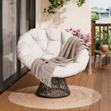 Garvee Fauteuil Papasan en Rotin avec Coussin Confortable, Pivotant à 360°, Structure en Acier, Fauteuil Rond Polyvalent pour Salon, Coin Lecture et Chambre, Beige - Beige(Pro)
