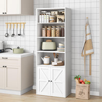 Garvee bibliothèque blanche avec portes, style industriel, 6 étagères, bois, profondeur 30 cm, hauteur 181 cm, idéale pour une maison de campagne, un salon ou un bureau