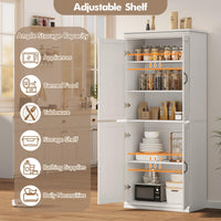 Armoire de rangement Garvee Pantry 70" avec portes et étagères réglables pour la cuisine et le salon, en MDF P2, robuste, anti-basculement, teinte bois neutre