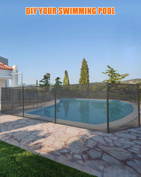 Grillage de sécurité pour piscine Garvee 1,20 m x 14,60 m avec pieds en acier inoxydable, résistant aux intempéries, réglable pour jardin et piscine, noir