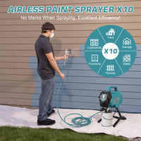 Pistolet à peinture sans air Garvee X10, débit 0,32 GPM, pression 3300 PSI, puissance 750 W, avec kit de nettoyage et rallonge pour maison et clôture.