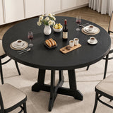 Garvee Table À Manger Ronde 119,4cm, Bois Massif Base Croisée Stable Pieds Réglables Cuisine Salle À Manger - Noir