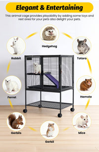Cage Garvee pour petits animaux, en métal, 86 cm de hauteur, à plusieurs étages avec rampes et plateau amovible, pour hamsters, lapins, furets, cochons d'Inde et hérissons. Sans BPA.