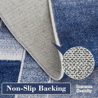 Tapis Garvee moderne à poils courts et coupe contour, motif géométrique pour salon et chambre, 200 x 290 cm, bleu