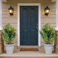 Garvee Lot de 2 cyprès artificiels en boule de 76 cm avec piquet pour jardin et terrasse, verts, résistants aux intempéries et aux UV