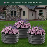 Jardinière surélevée galvanisée Garvee, ronde, 60 x 60 x 30 cm, en métal antirouille, à fond ouvert, idéale pour jardin, terrasse ou balcon.