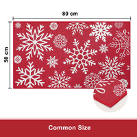 Paillasson de Noël Garvee 50 x 80 cm rouge, lavable, antidérapant, motif flocons de neige.