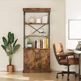 Garvee bibliothèque moderne en métal doré avec tiroirs, grande capacité, style vintage élégant, MDF, salon et bureau, 187 cm, naturel - Brun