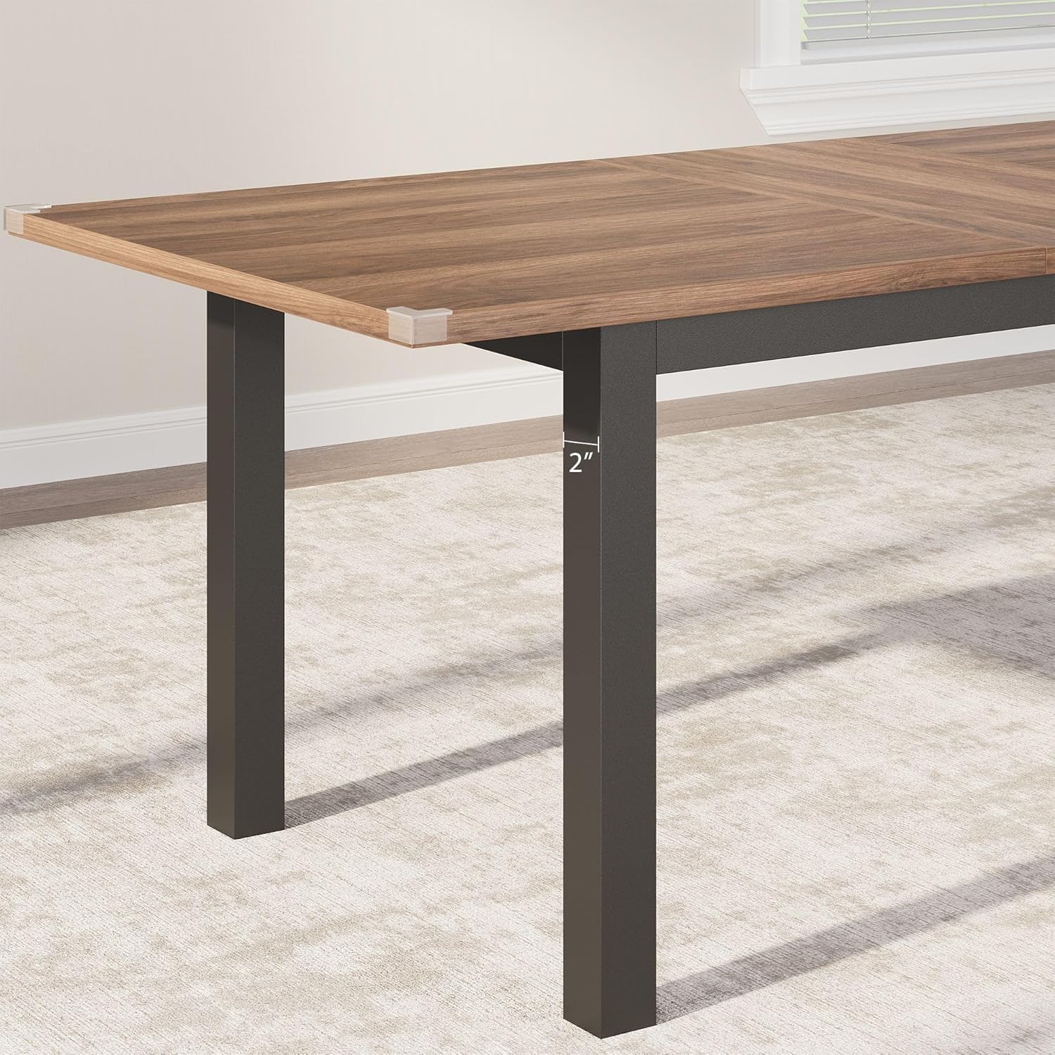 Ensemble table et chaises extensibles Garvee pour 6 à 8 personnes, structure en métal et plateau en MDF, 160 cm (63 pouces), noir industriel, idéal pour la cuisine et la salle à manger.