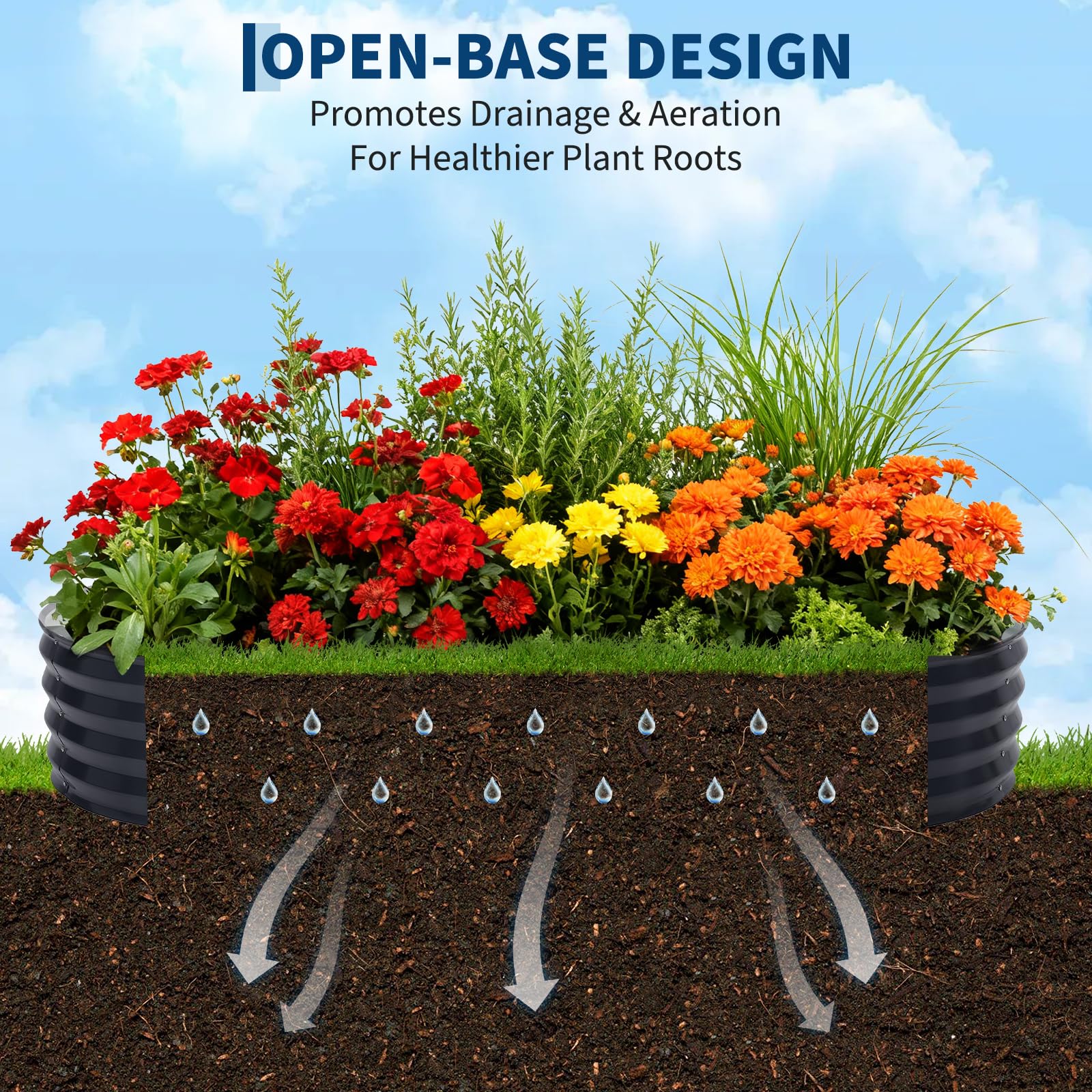 Potager surélevé Garvee, en métal avec filet de protection contre les oiseaux, robuste, en acier galvanisé, pour légumes, fleurs et herbes aromatiques, résistant aux intempéries