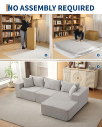 Canapé d'angle modulaire Garvee 108" Cloud, méridienne en L, tissu polymère confort sans os, style polyvalent pour le salon