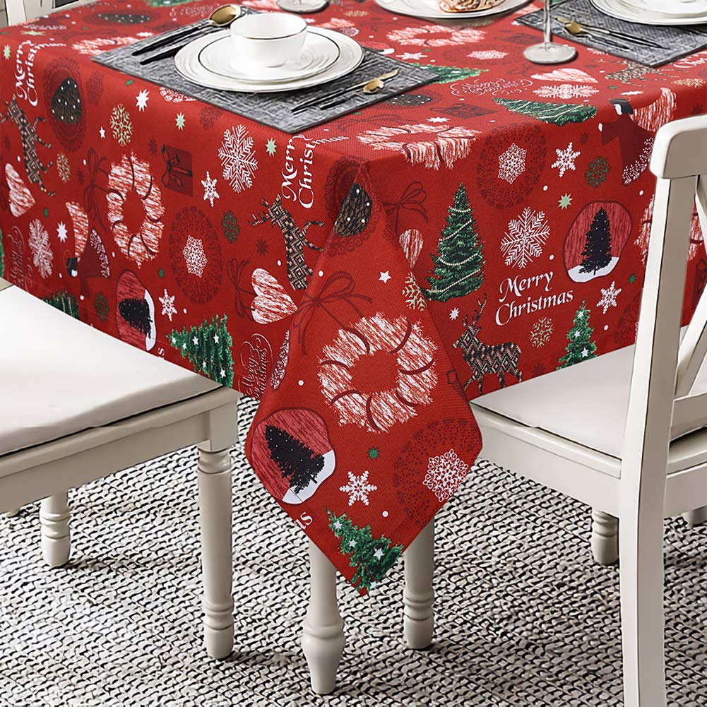 Nappe de Noël Garvee 52 x 52 cm, polyester, résistante à l'huile et aux taches, lavable, pour l'intérieur et l'extérieur, motif de Noël, rouge