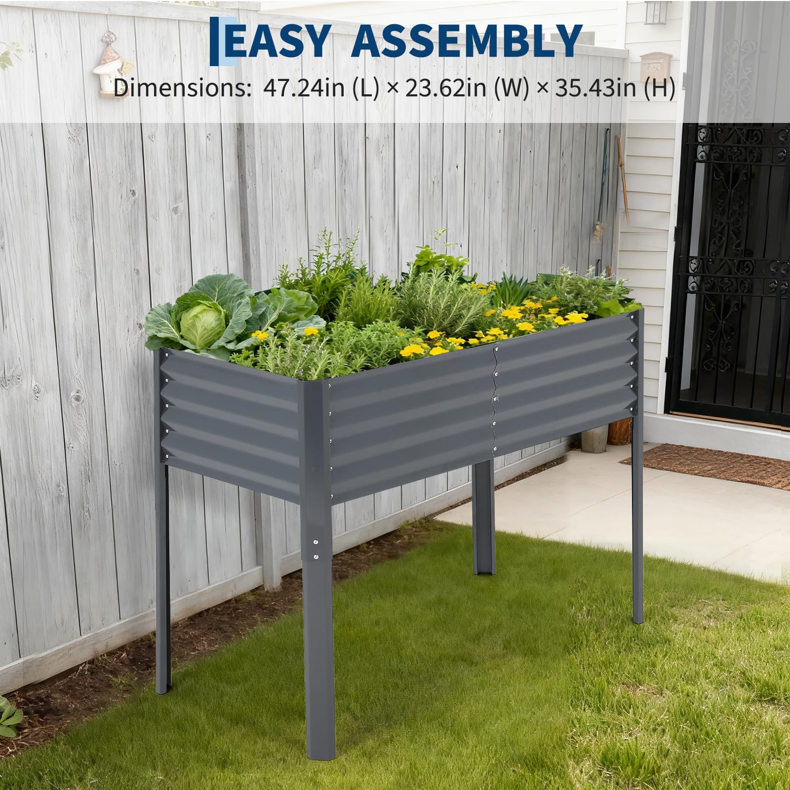 Jardinière surélevée en métal Garvee avec couvercle pour légumes et fleurs, bac à fleurs polyvalent pour terrasse et jardin, résistant à la corrosion et aux intempéries