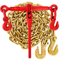 Tendeur de chaîne Garvee 3/8"-1/2" en acier galvanisé de grade 70, mécanisme à cliquet réglable, chaîne 3/8" x 10 pi, usage industriel et agricole