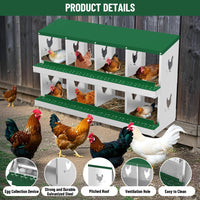 Garvee pondoir pour poules à 8 compartiments, acier galvanisé de 0,7 mm, conception résistante à la pluie, installation murale ou sur pieds, idéal pour poulaillers, fermes et jardins, vert