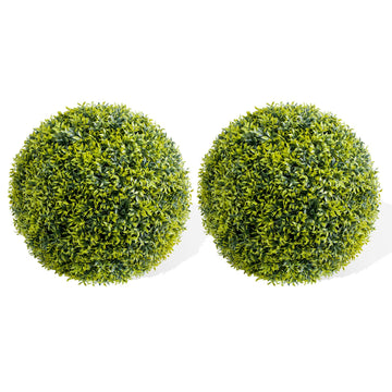 Garvee Lot de 2 boules de buis artificielles 42 cm en PE, résistantes aux UV et aux intempéries, pour jardin et mariage, vertes