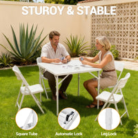 Table carrée pliante Garvee 86 cm (34 po) - Portable et multifonctionnelle - Plateau en plastique, structure en métal - Idéale pour le camping, les pique-niques, le bureau et les fêtes - Blanche