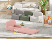 Fauteuil-canapé enfant Garvee en sherpa réversible avec housse lavable, motif couronne, idéal pour la salle de jeux et la chambre d'enfant. Léger, confortable et pliable.
