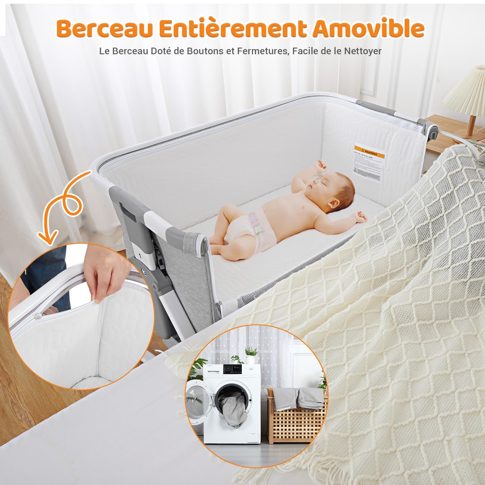 Lit bébé GARVEE, berceau bébé, lit cododo 4 en 1, lit de voyage pour enfants