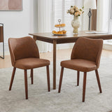 Garvee ensemble de 2 chaises de salle à manger, cuir, dossier à oreilles, pieds en bois, style moderne, marron, pour salle à manger et salon - Marron