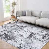 Tapis moderne abstrait Garvee 240 x 340 cm, gris, à poils courts, antidérapant, pour salon.