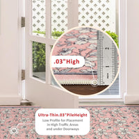 Tapis de salon lavable Garvee, motif floral vintage, poils courts, antidérapant, doux, grand format 160 x 230 cm, rose