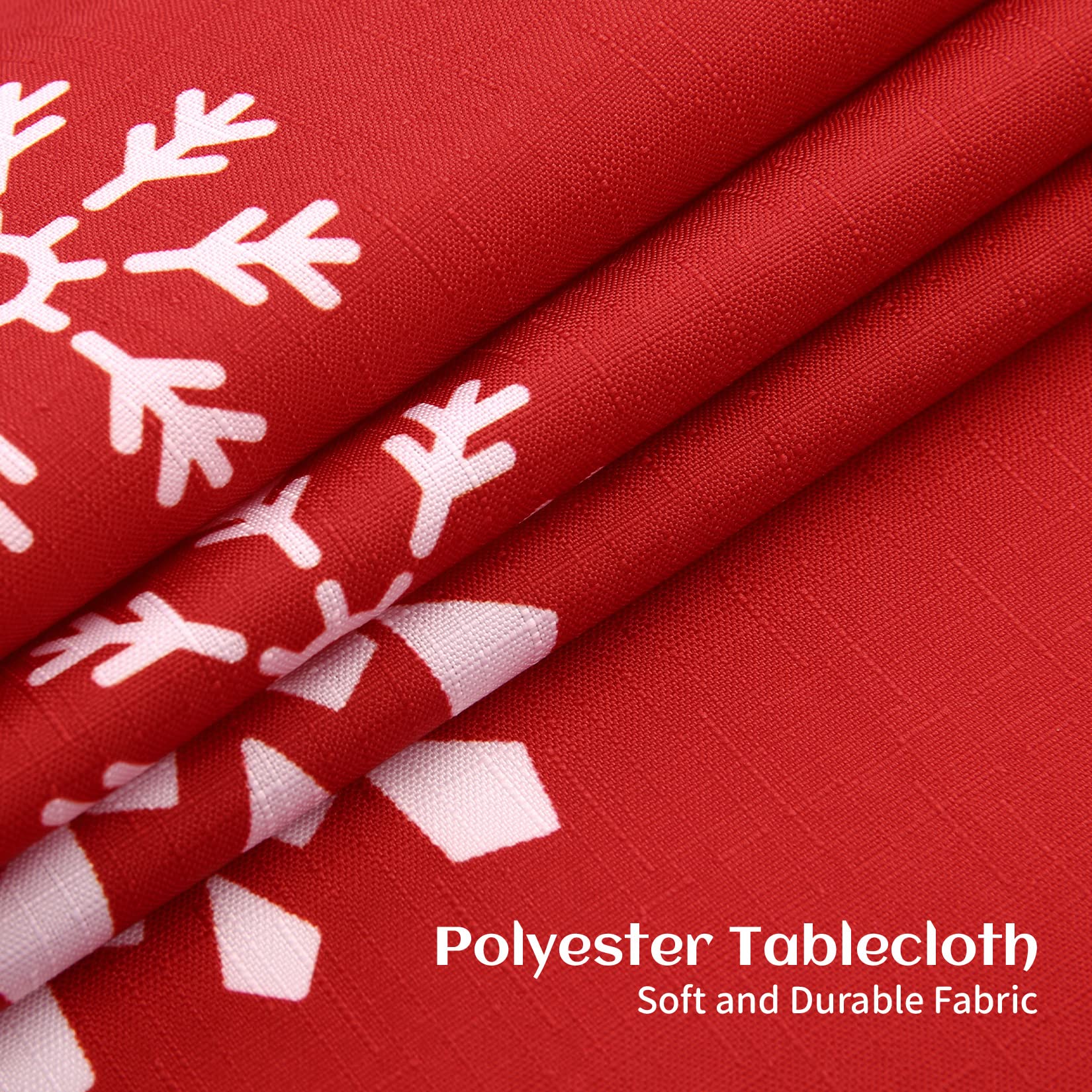 Nappe de Noël Garvee Zmywalny 137x250 cm Rouge Infroissable et Résistante pour Salle à Manger Festive