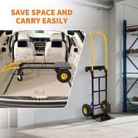 Garvee Diable Convertible 2 en 1, Charge Maximale 363 kg, Acier Renforcé, Roues Anticrevaison, Pliable pour Déménagement, Usage Industriel et Professionnel