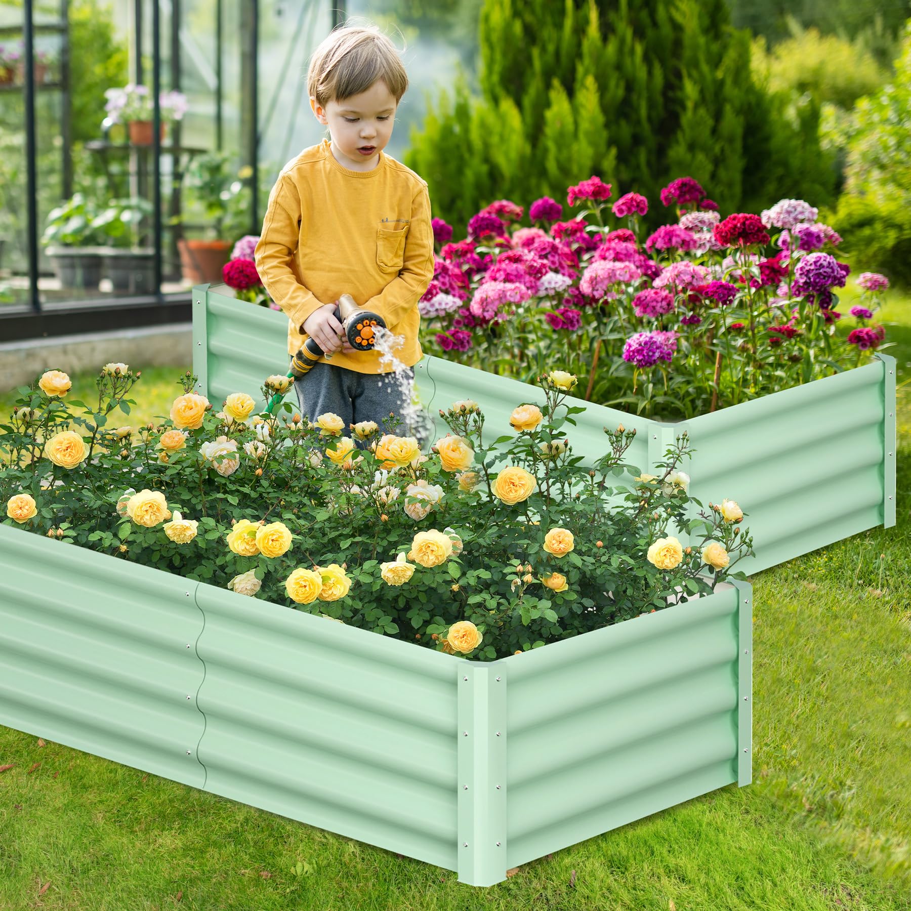 Potager surélevé Garvee, en métal, 183 x 91 x 30 cm, revêtement en poudre antirouille, pour extérieur, rectangulaire