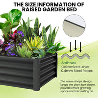 Potager surélevé galvanisé Garvee 180 x 90 x 30 cm, en acier, antirouille, avec rebord de sécurité, idéal pour le jardin et la terrasse, durable et facile à monter.