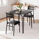 Garvee Ensemble table à manger noire 2 personnes, table carrée avec 2 chaises, bois moderne, gain de place pour cuisine, studio, coin repas et petit espace - Noir