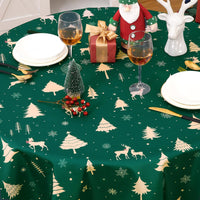 Nappe de Noël ronde Garvee 152 cm verte, imperméable et lavable, en polyester, idéale pour les fêtes, la cuisine et la salle à manger.