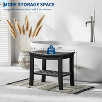 Banc de douche Garvee en PEHD avec étagère pour salle de bain et baignoire, noir, aspect bois, imperméable, résistant aux rayures