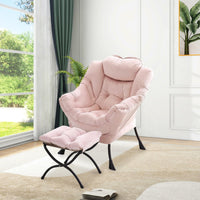 Fauteuil relax Garvee avec repose-pieds, rose, ergonomique et stable, pour salon et bureau, en peluche, pliable