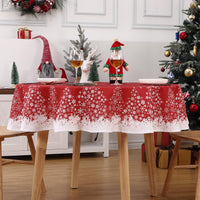 Nappe de Noël ronde Garvee à motif flocons de neige et sapin, imperméable, infroissable, rouge, 152 cm (60 pouces), idéale pour la salle à manger et les repas de fêtes.
