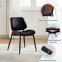 Chaises de salle à manger Garvee, lot de 2, style moderne milieu du siècle, revêtement en similicuir, confortables et ergonomiques, pieds en bois et métal, pour la cuisine et la salle à manger, marron