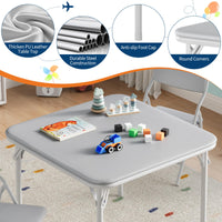 Ensemble table et chaises pliantes 3 pièces Garvee pour enfants, pliable, en cuir PU, structure en métal, léger, idéal pour la salle de jeux et le camping, multicolore