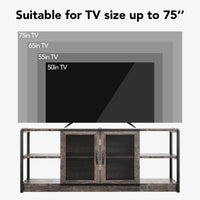 Garvee Meuble TV style ferme pour téléviseurs 65/191 cm avec portes en maille, console multimédia de style industriel, meuble de salon, bois durable