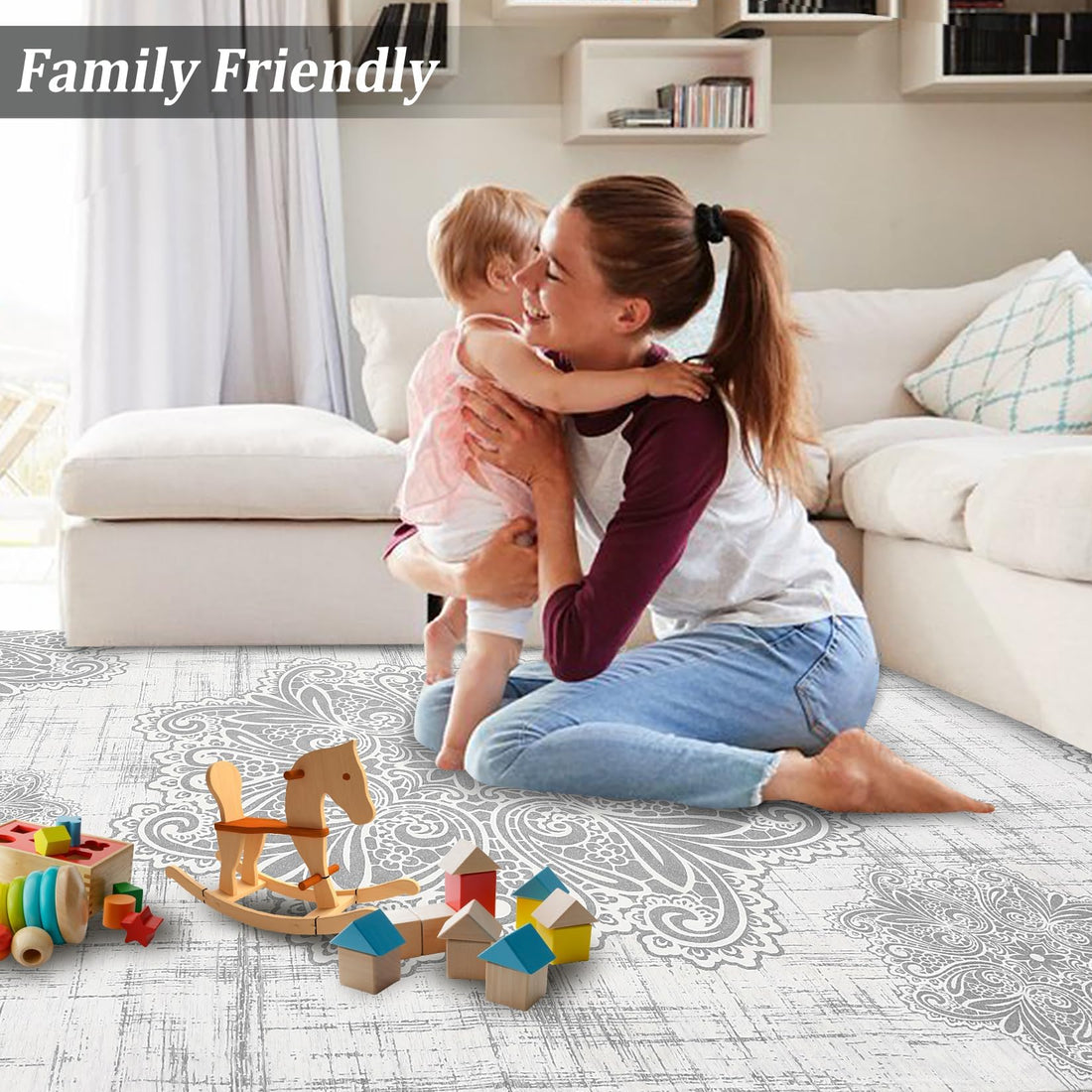 Tapis de couloir Garvee ultra-doux antidérapant style bohème pour cuisine et chambre, 80 x 150 cm, beige, lavable en machine, facile d'entretien
