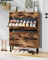 Meuble à chaussures étroit en bois Garvee avec 3 tiroirs, anti-basculement, pour entrée et couloir, multicolore