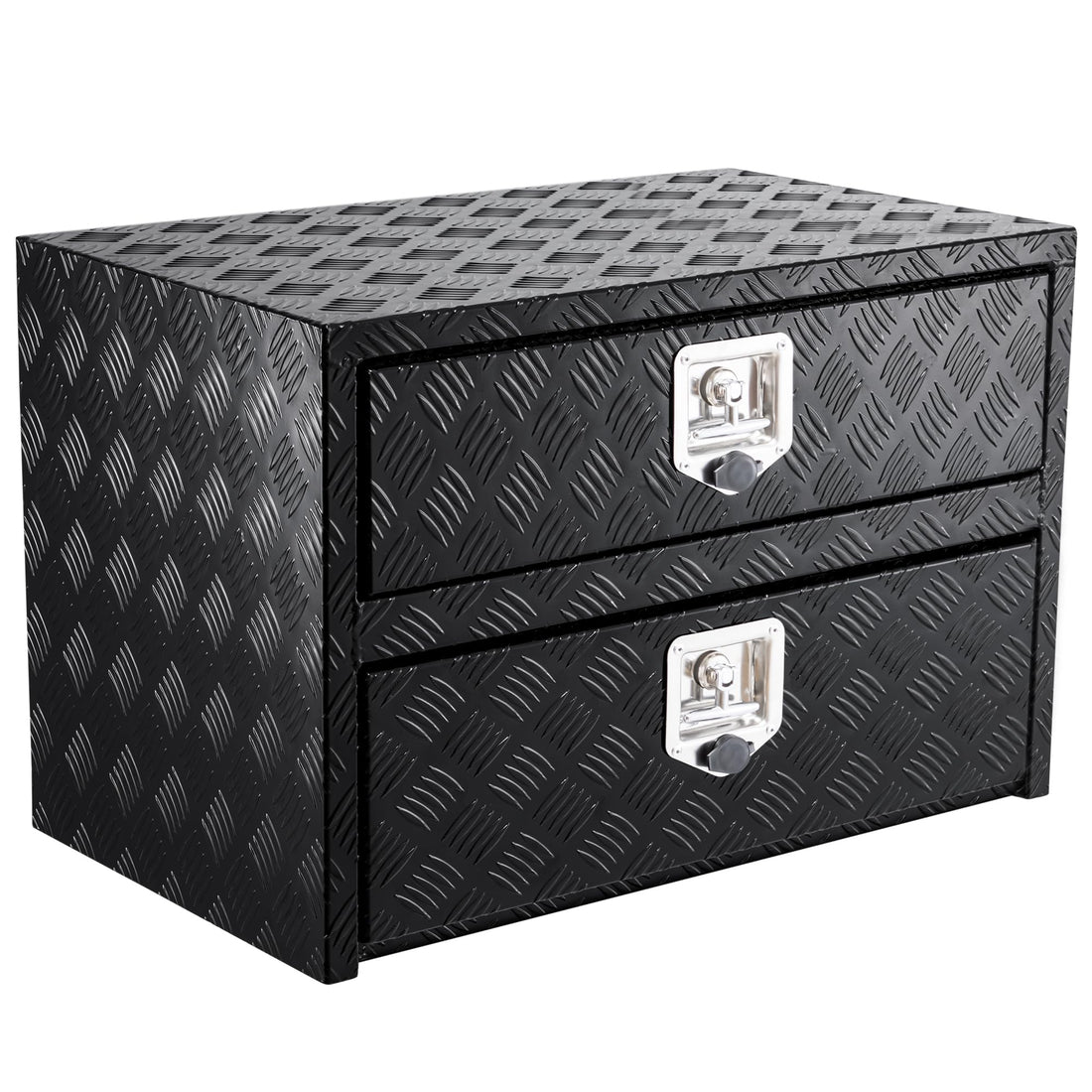 Coffre à outils Garvee 24 pouces en aluminium avec tiroir, organisateur à deux niveaux, étanche, montage sous plancher, pour camionnette, VR, remorque, argent