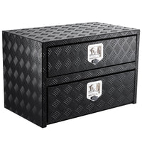 Coffre à outils Garvee 24 pouces en aluminium avec tiroir, organisateur à deux niveaux, étanche, montage sous plancher, pour camionnette, VR, remorque, argent