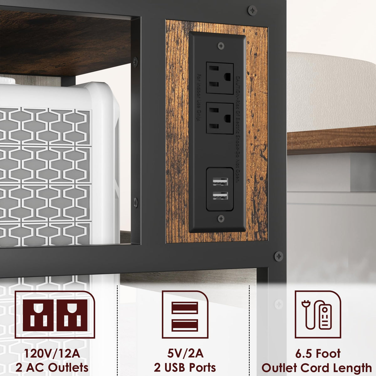 Garvee support pour imprimante mobile grand format avec prises de courant et ports usb pour le bureau et la maison, 52 × 40 × 80 cm, structure en métal et bois MDF vert