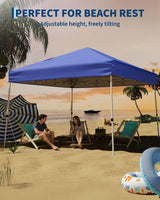 Garvee Tonnelle Pliante Pop-Up 3 x 3 m, Structure en Acier Robuste, Protection UV, Imperméable, Hauteur Réglable, Sac de Transport, Jardin et Plage - Bleu