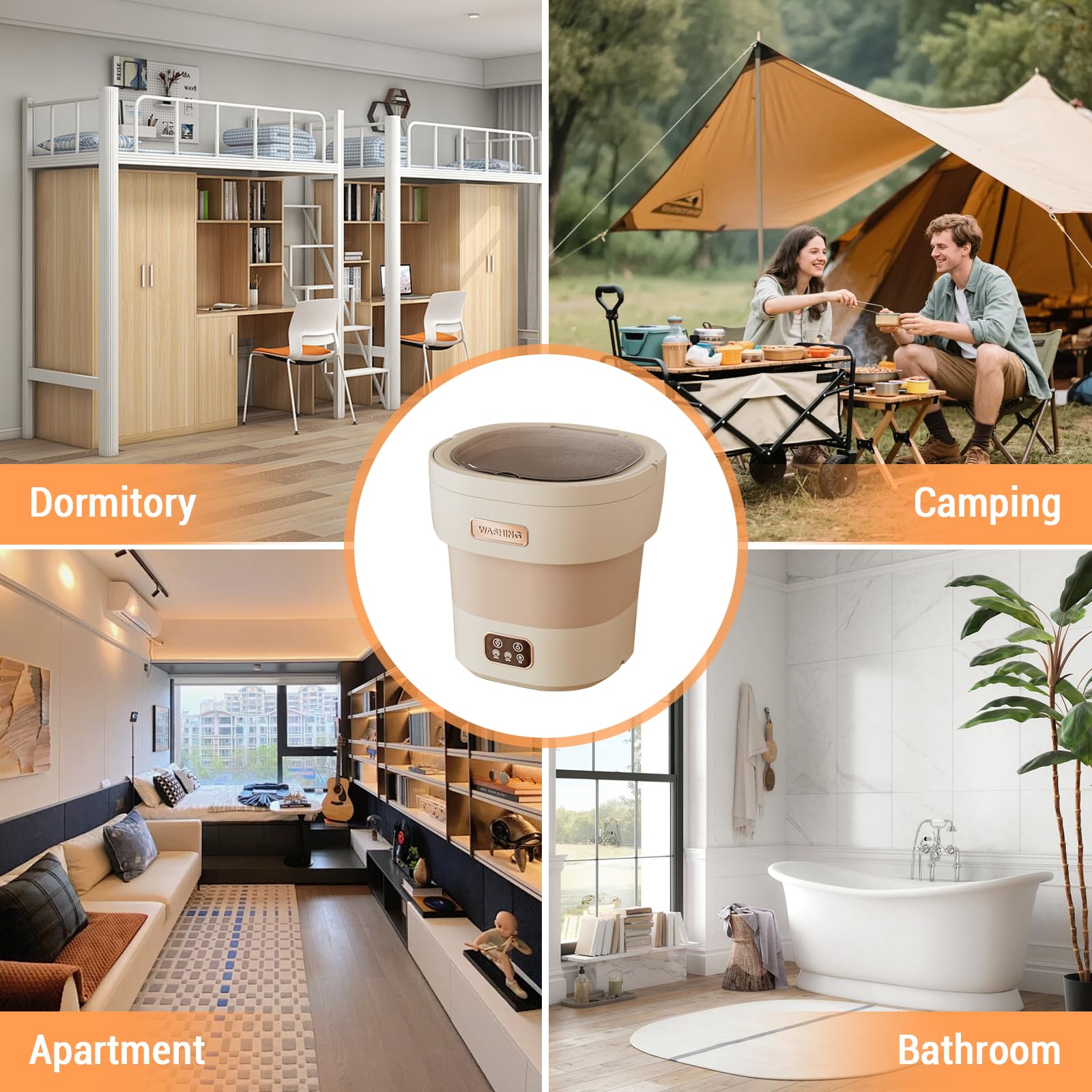 Garvee Machine à laver Mini, portable et pliable, 12 L, idéale pour la maison, les appartements et les hôtels, blanche.
