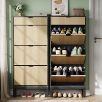 Meuble à chaussures Garvee avec 3 portes à charnières et 1 tiroir pour entrée et couloir, grand format, bois et fer, design fin